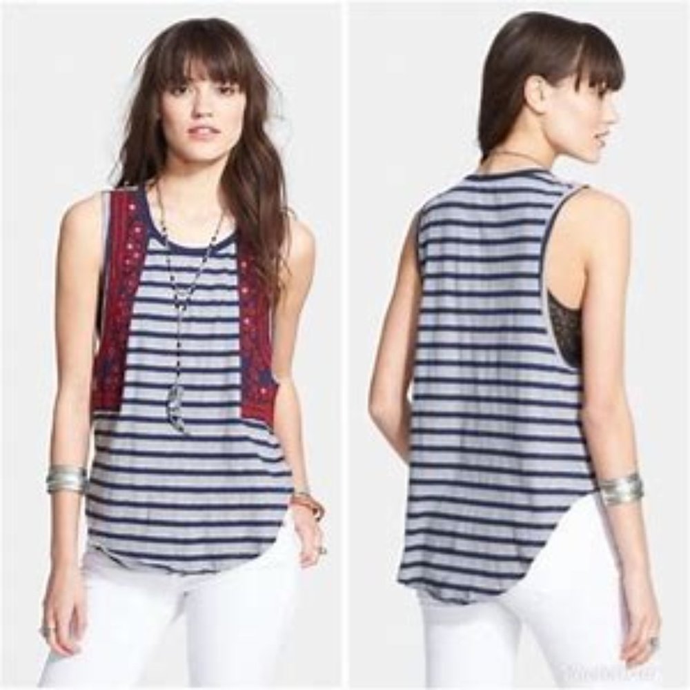 Free People “Wear Your Sparkle” Striped Tank Top